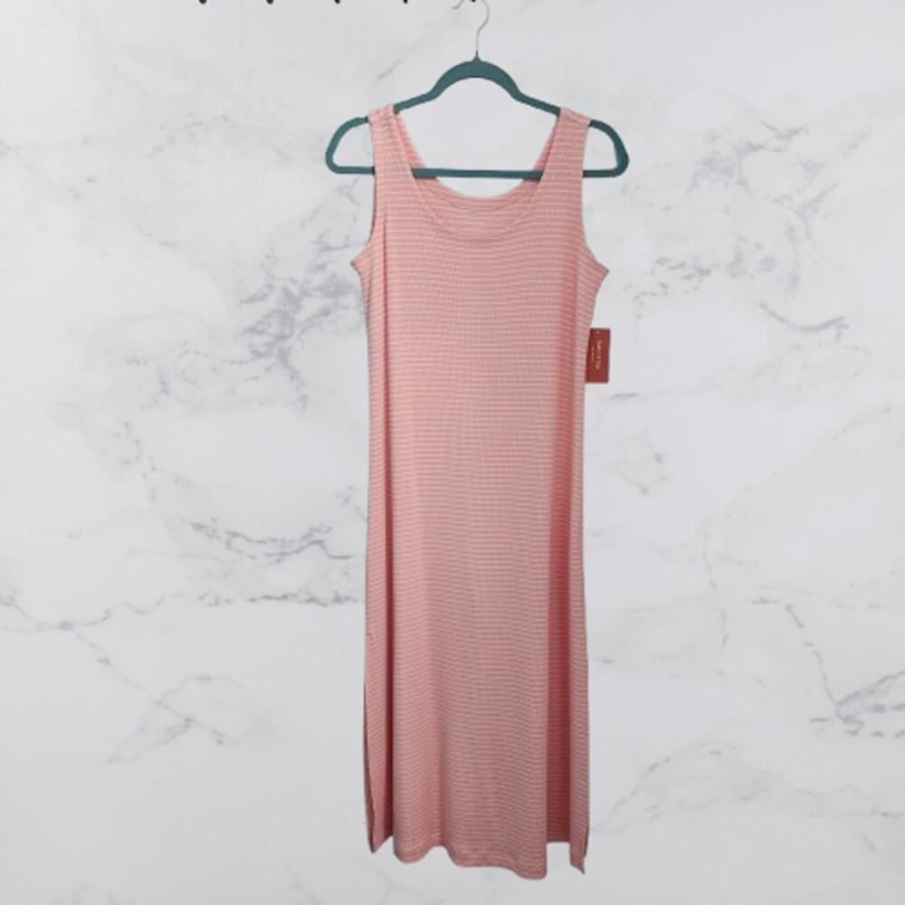 State of Day Intimates Stretchy Long Nightgown Striped Peach White XS